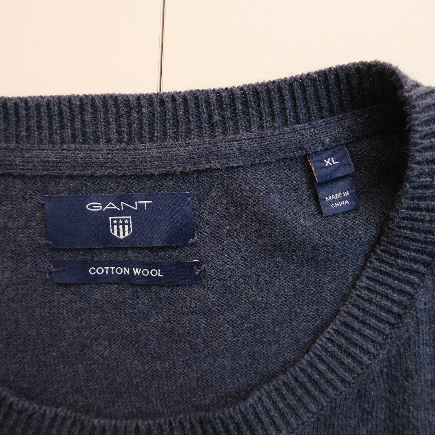 GANT Navy Blue Cotton Wool Crew Neck Sweater Jumper Size XL