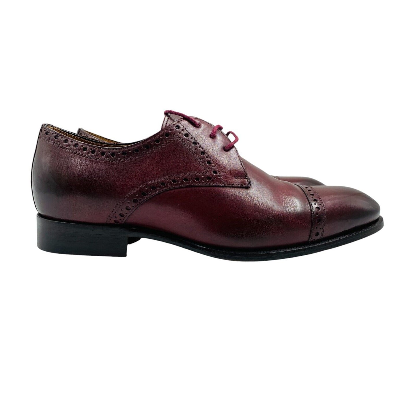 IZAC Couture Mens Designer Bordeaux Red Leather Lace Up Shoes EUR 42 UK 8 US 9