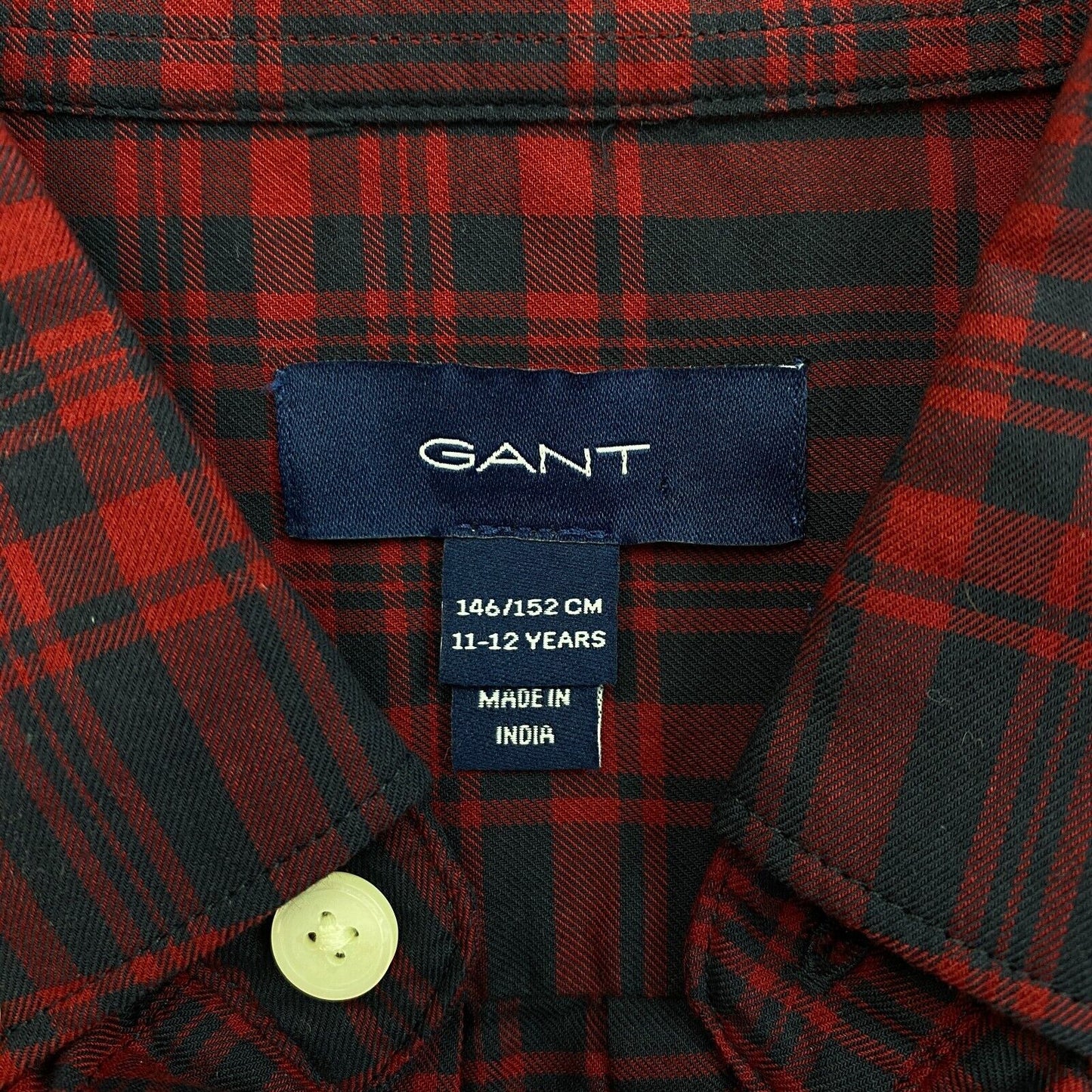 GANT Jungen Hemd mit langen Ärmeln, Twill, kariert, Rot, Größe 11–12 Jahre, 146/152 cm