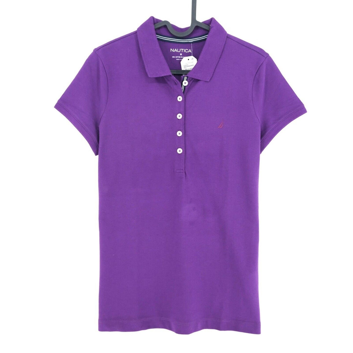 NAUTICA Purple Polo Neck Top T Shirt Size M