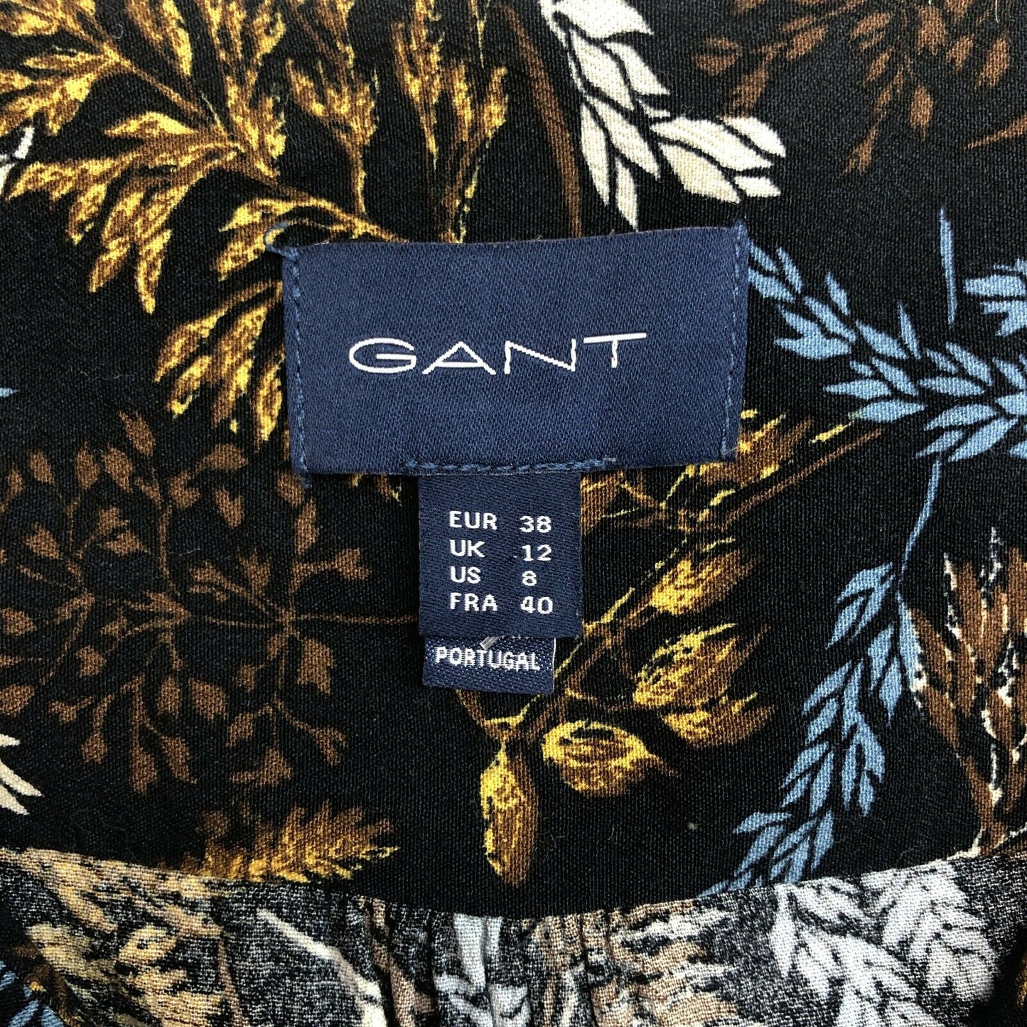 GANT Black Floral Print V Neck Long Flared Dress Size EU 38 UK 12 US 8