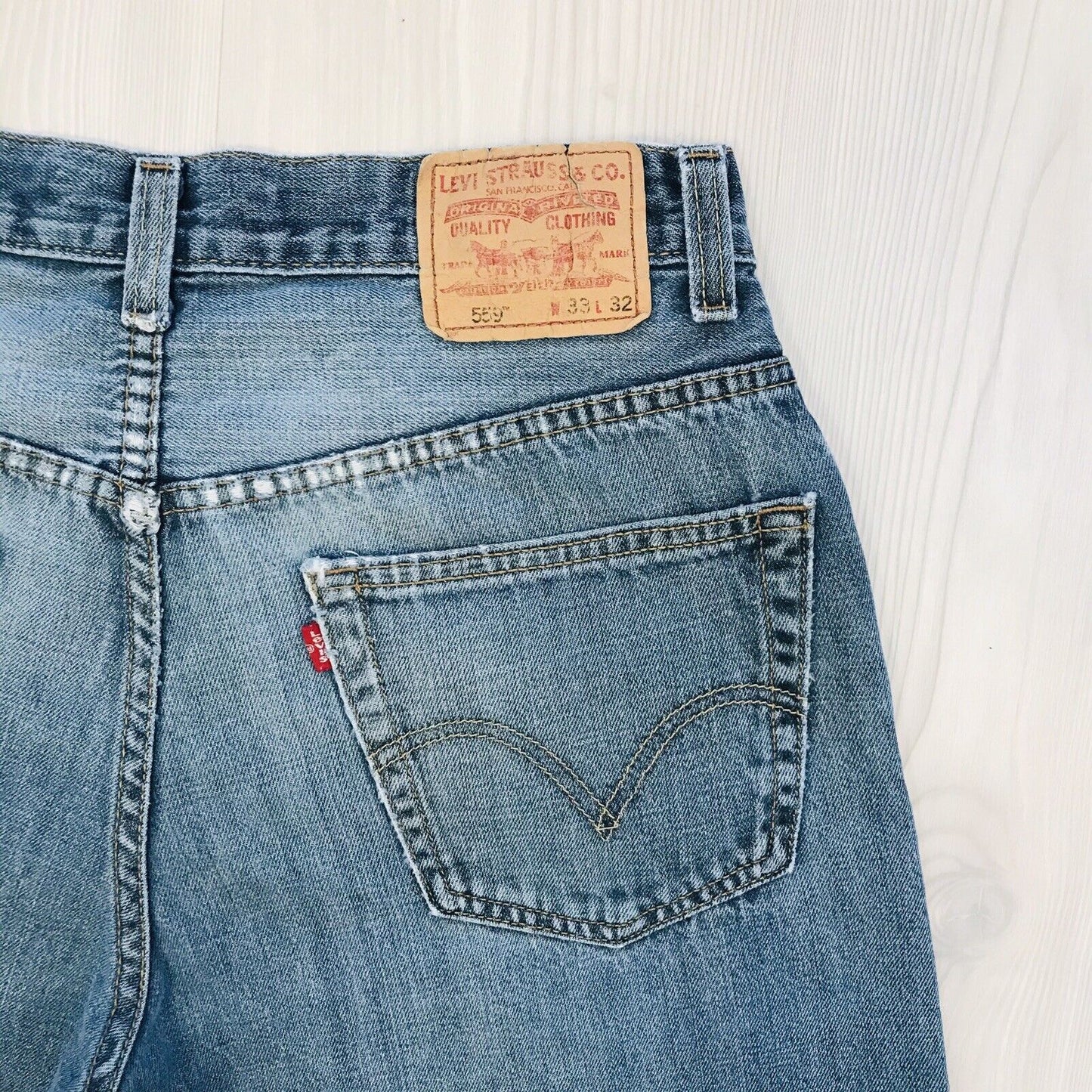 Levi's 559 Custom Made Blaue, entspannte, gerade geschnittene Shorts, W33