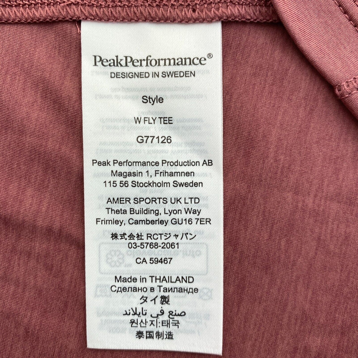 Peak Performance Dusty Pink Fly T-Shirt mit Rundhalsausschnitt, Größe M