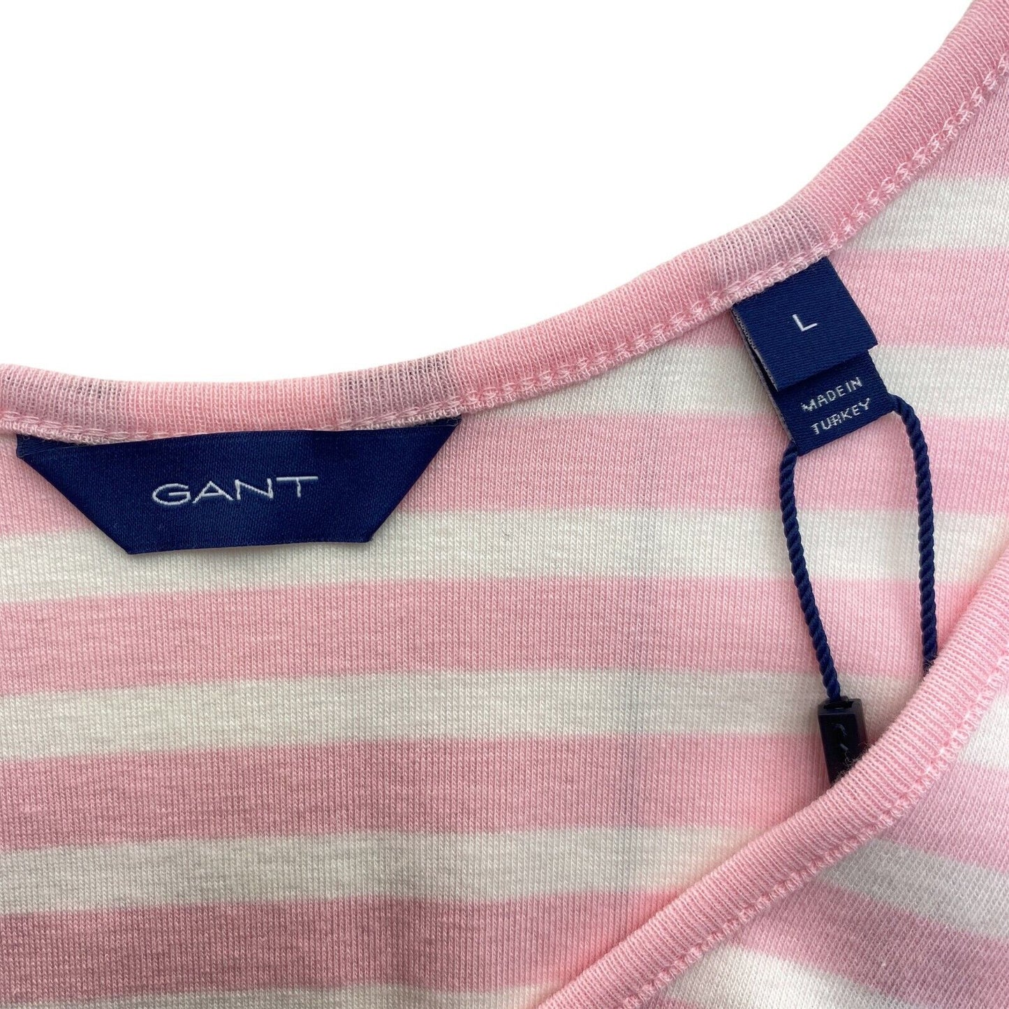 GANT Pink Striped 1x1 Rib Tank Top Size L