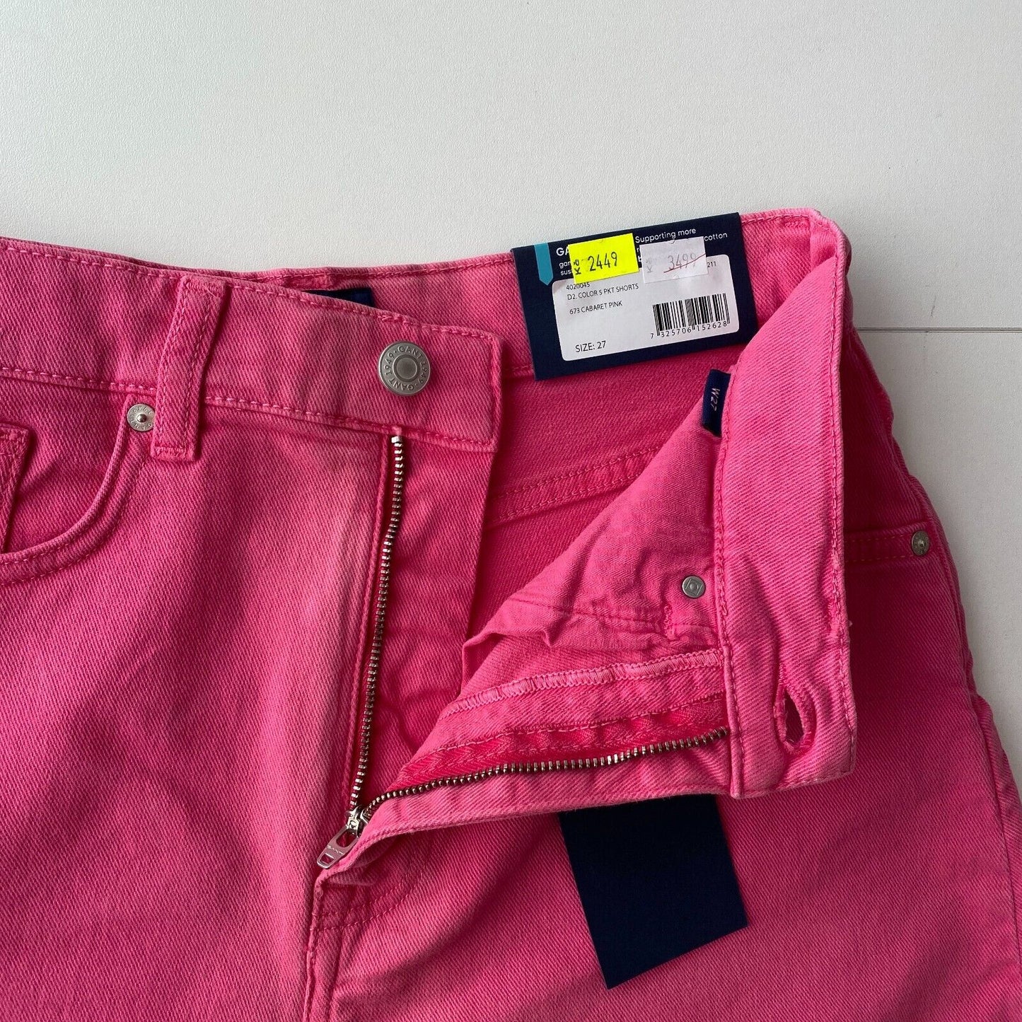 GANT Women Pink Regular Fit Denim Shorts Size W27