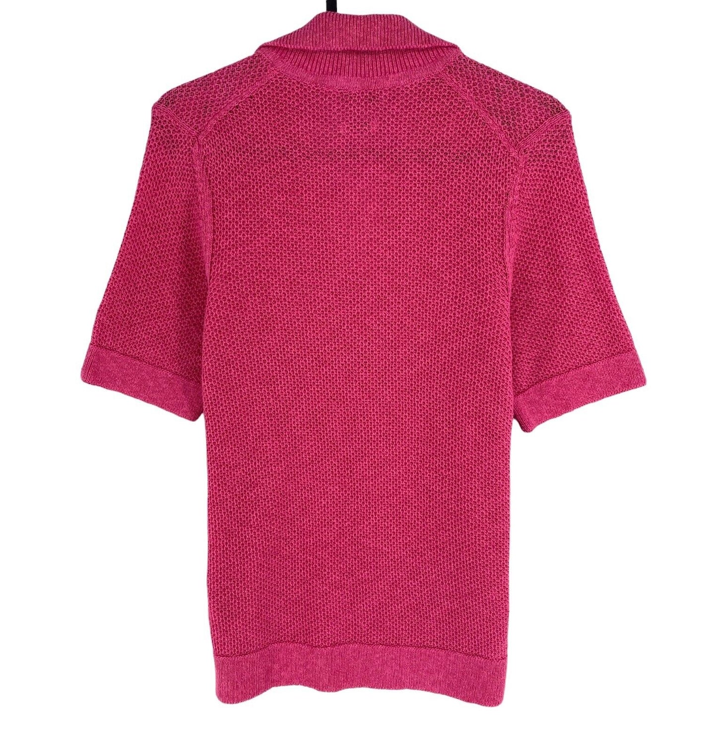 Tommy Hilfiger Women Pink Cotton Linen Textured Polo Shirt Size S