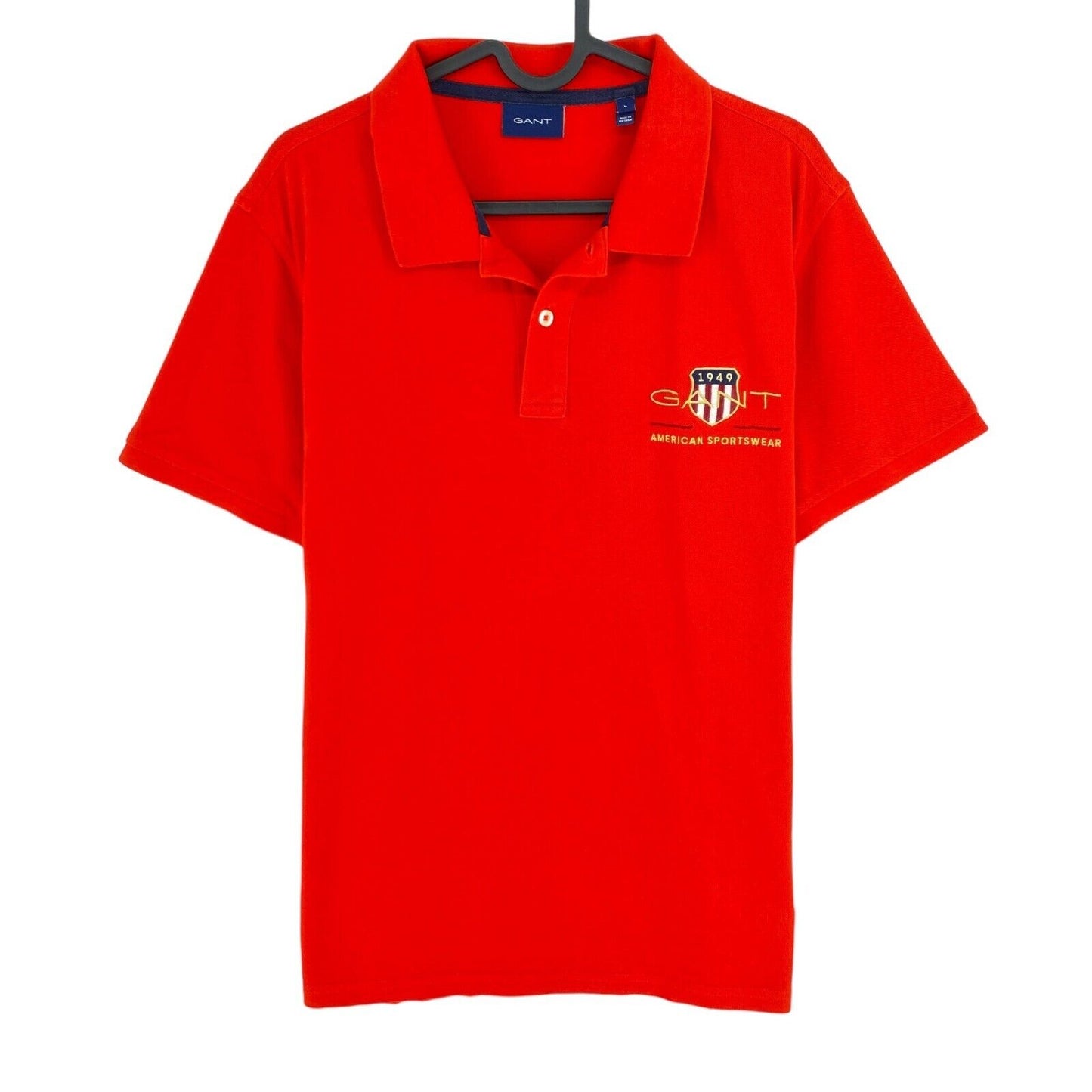 GANT Red Archive Shield Emb Pique Rugger Polo Shirt Size L