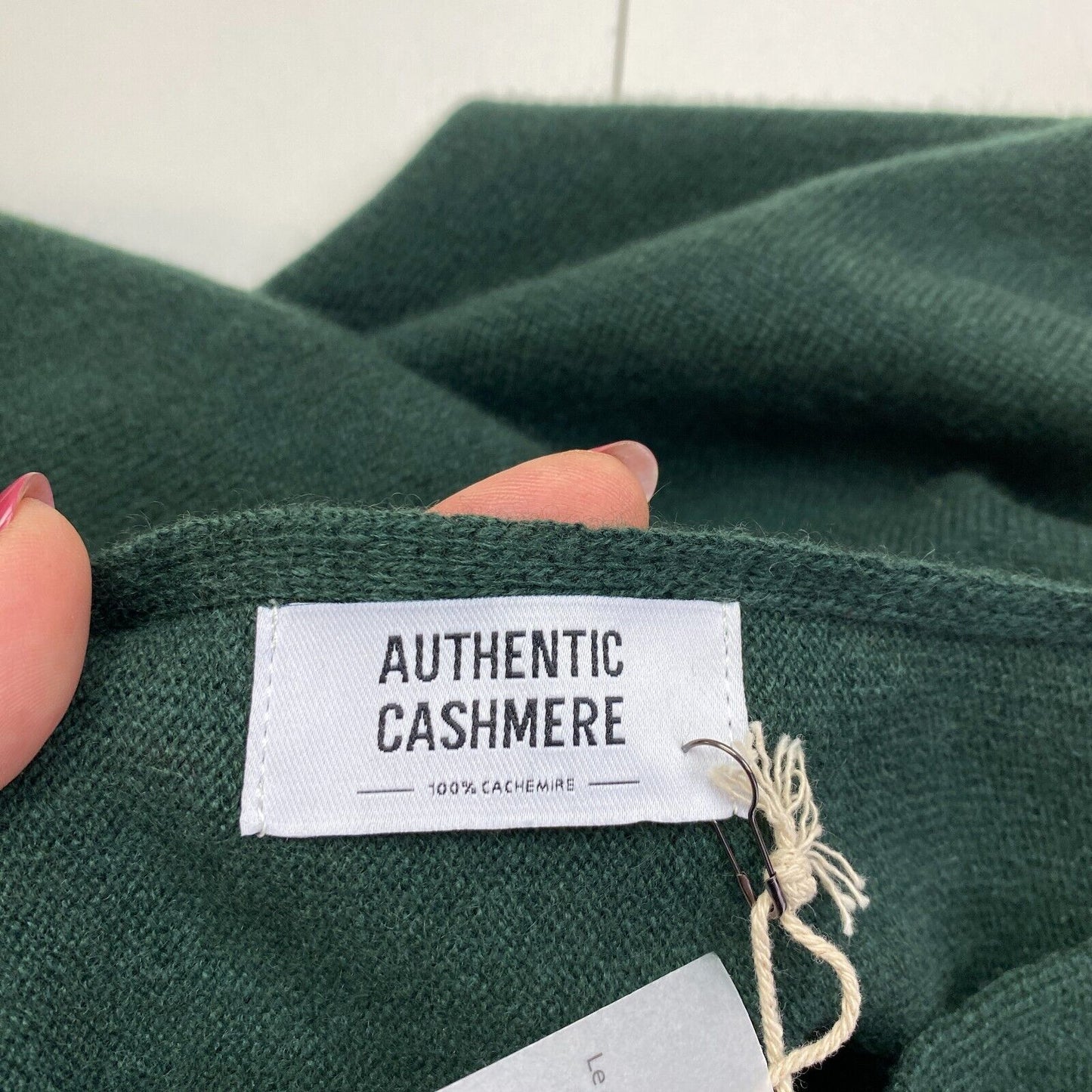 Authentic Cashmere Women Dark Green 100% Cashmere V Neck Poncho Size M