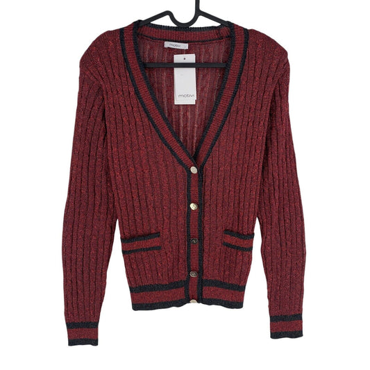 MOTIVI Women Dark Red V Neck Cardigan Sweater Size M