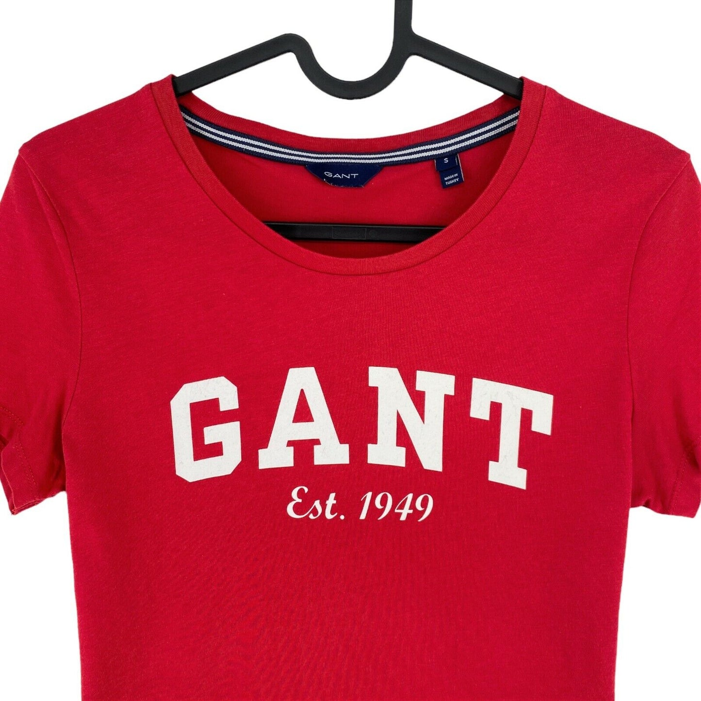 GANT T-Shirt mit Rundhalsausschnitt und großem Logo, Rot, Größe S