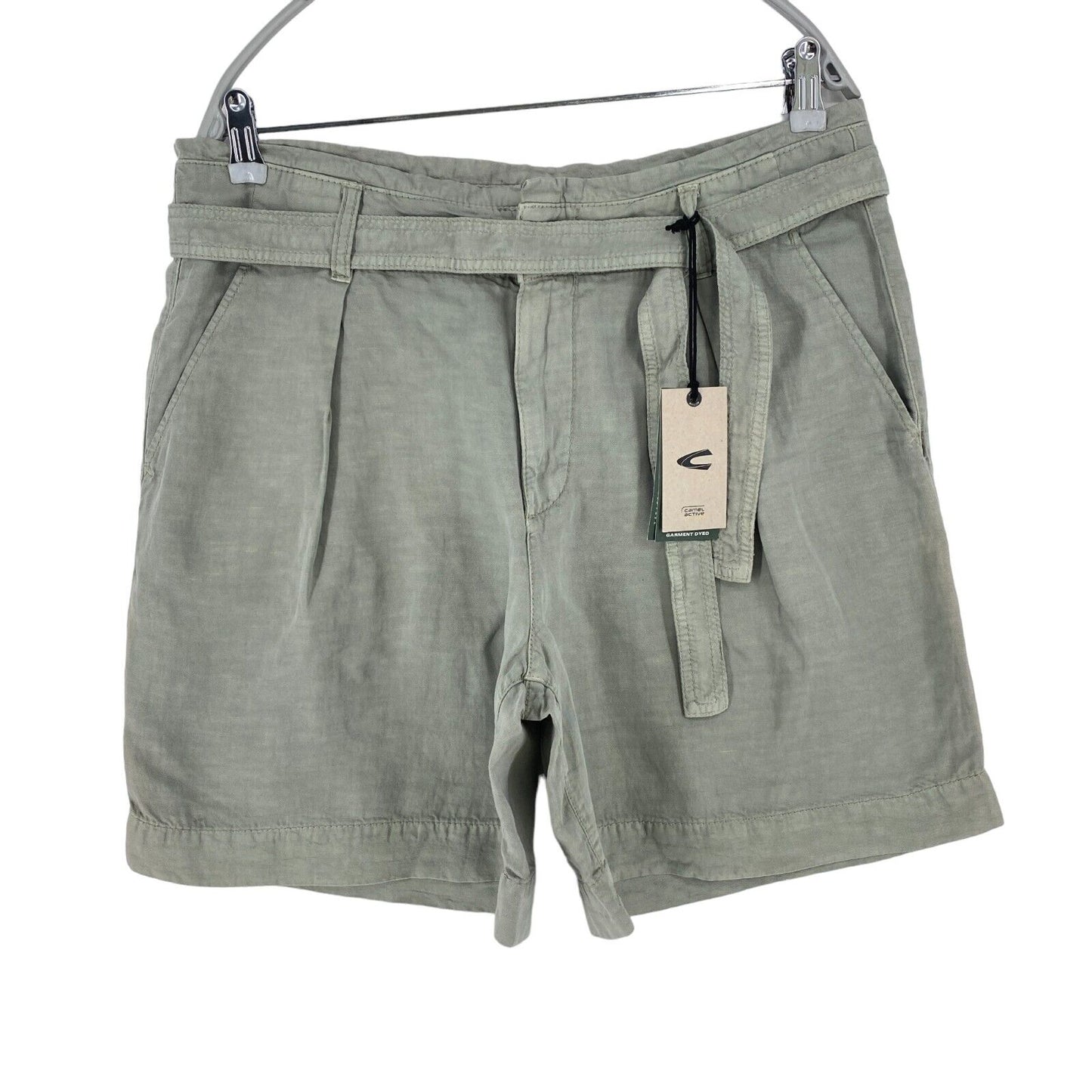 CAMEL ACTIVE Women Grey Relaxed Fit Linen Blend Shorts Size W29