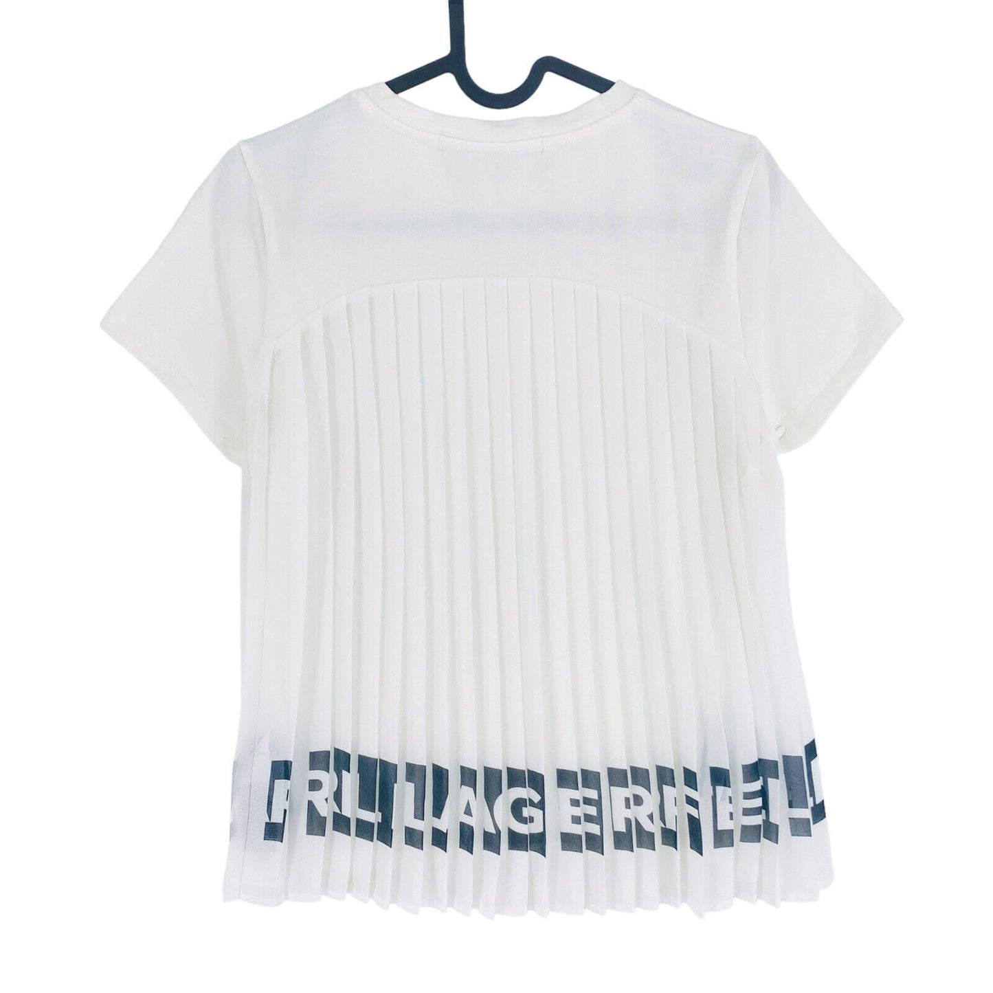 Karl Lagerfeld White Pleated Crew Neck T Shirt Size XS