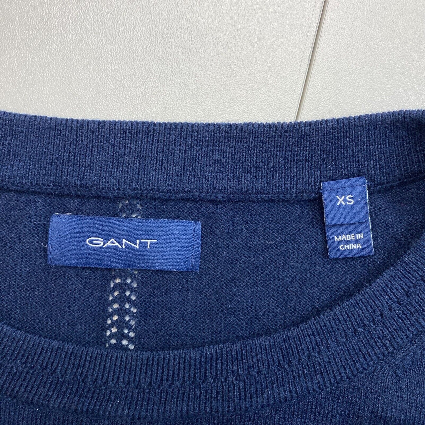 GANT Navy Blue Cotton Cashmere Crew Neck Sweater Jumper Size XS