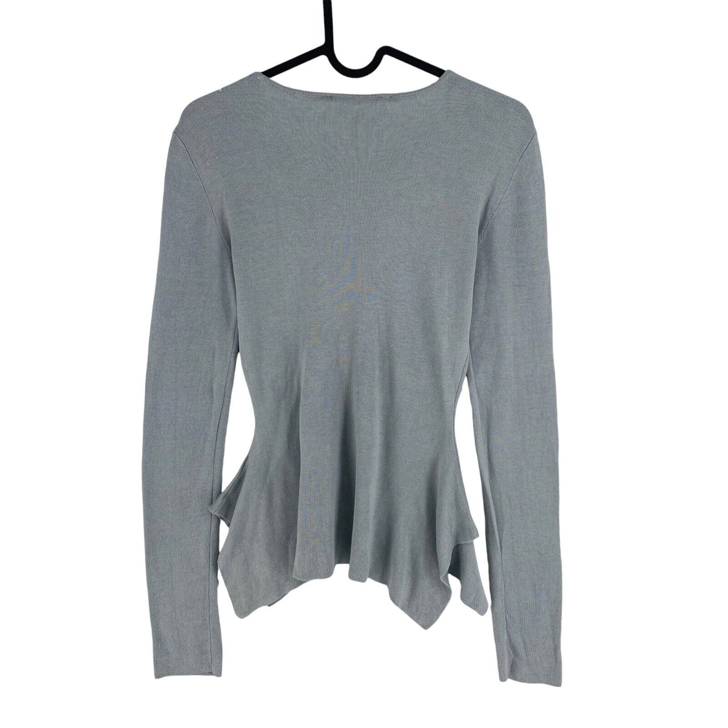 BCBGMAXAZRIA Women Greyish Blue Silk Blend Crew Neck Long Sleeves Top Size S