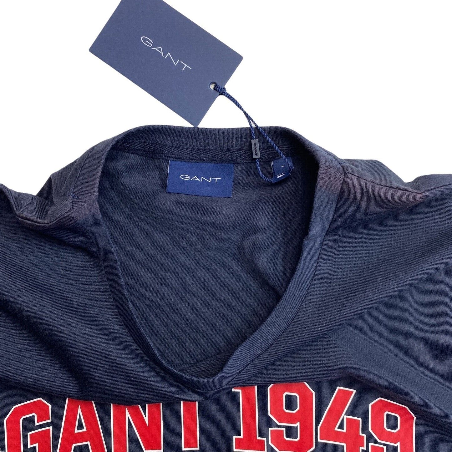 GANT T-Shirt mit Rundhalsausschnitt und Logo, Marineblau, Größe L