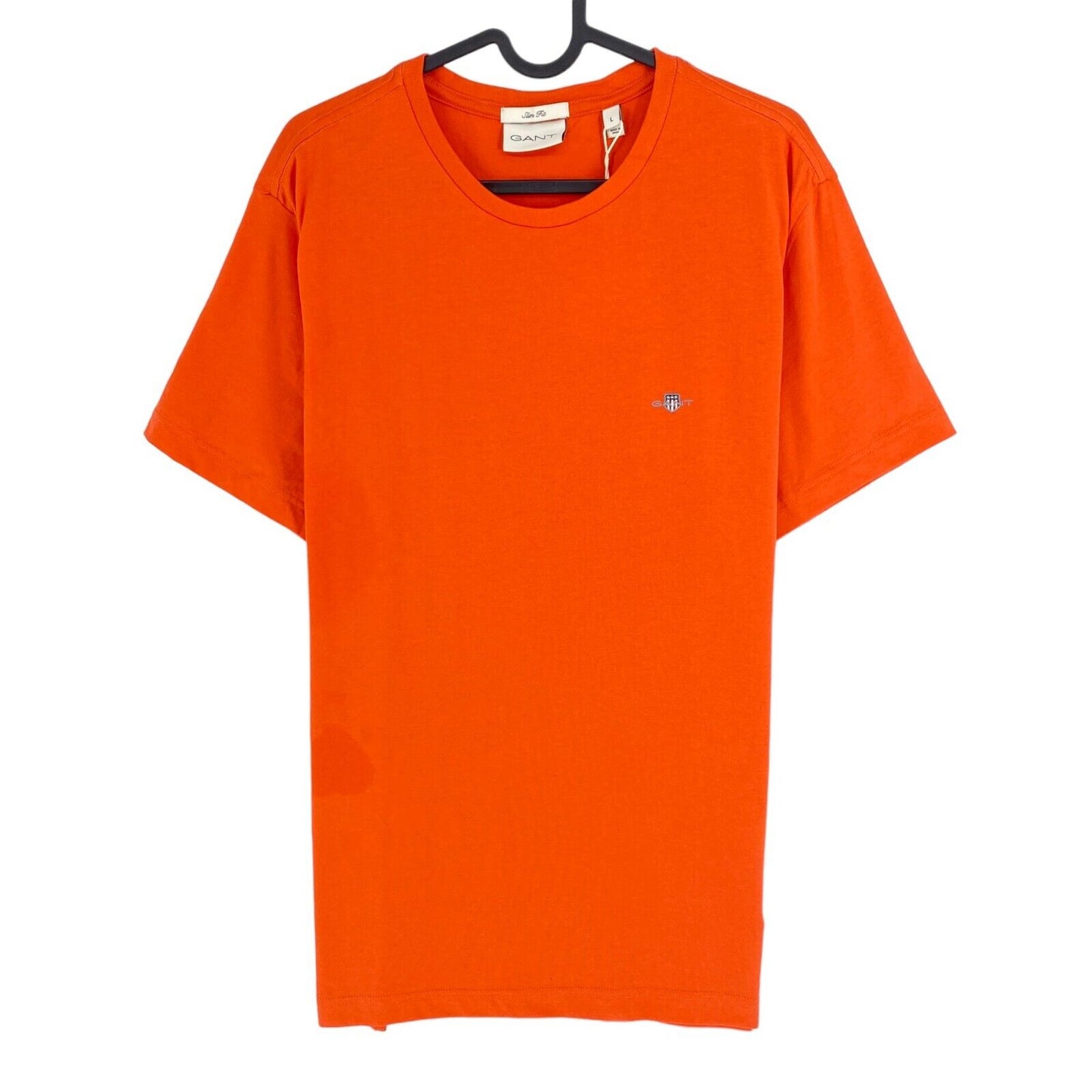 GANT Men Orange Slim Fit Shield Crew Neck Short Sleeves T Shirt Size L