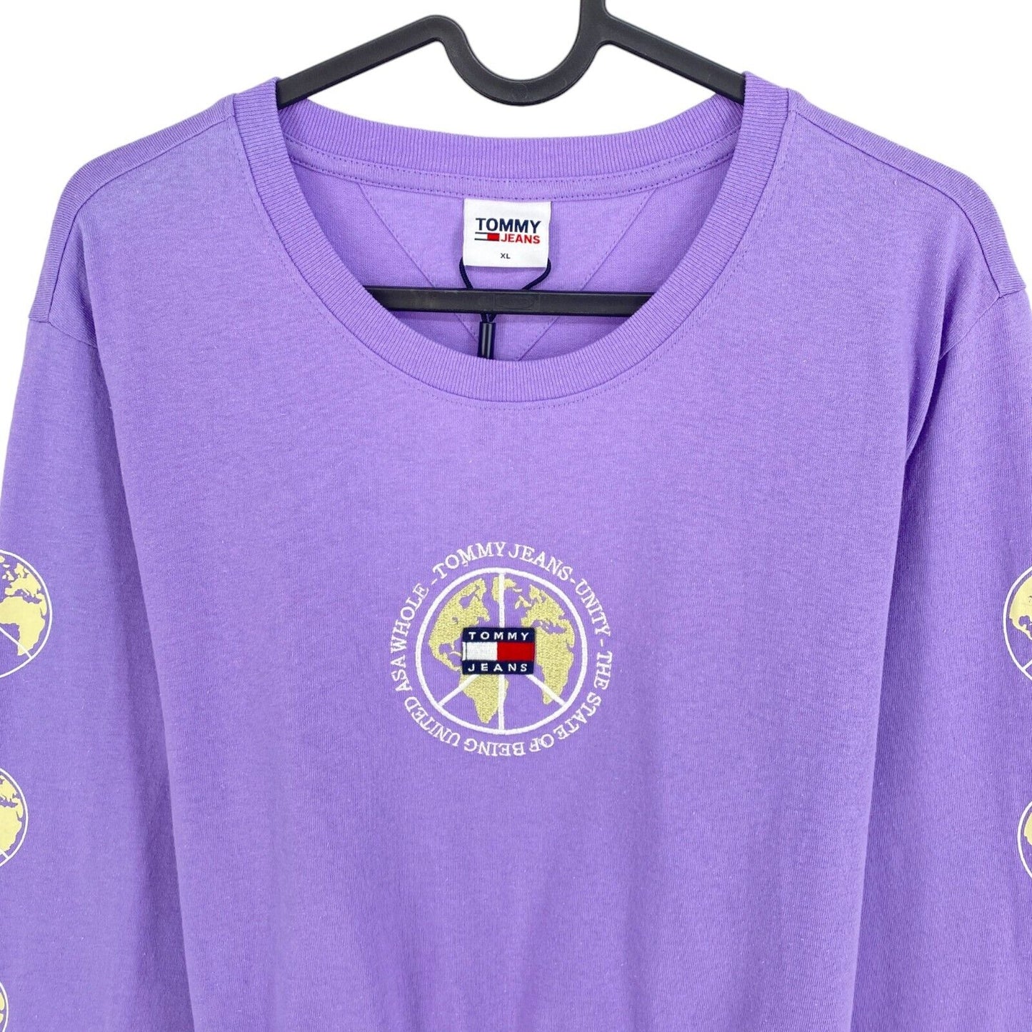 TOMMY HILFIGER Jeans Violet Crop Élastique Unitees Manches Longues T Shirt Taille XL