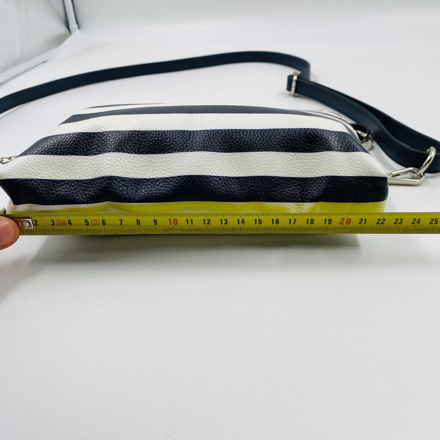 s.Oliver Women Black White Small Striped Simple Shoulder Bag