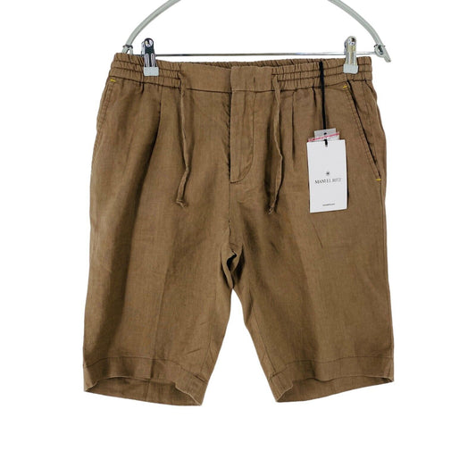 MANUEL RITZ Mens Brown Relaxed Fit Linen Shorts Size EUR 50