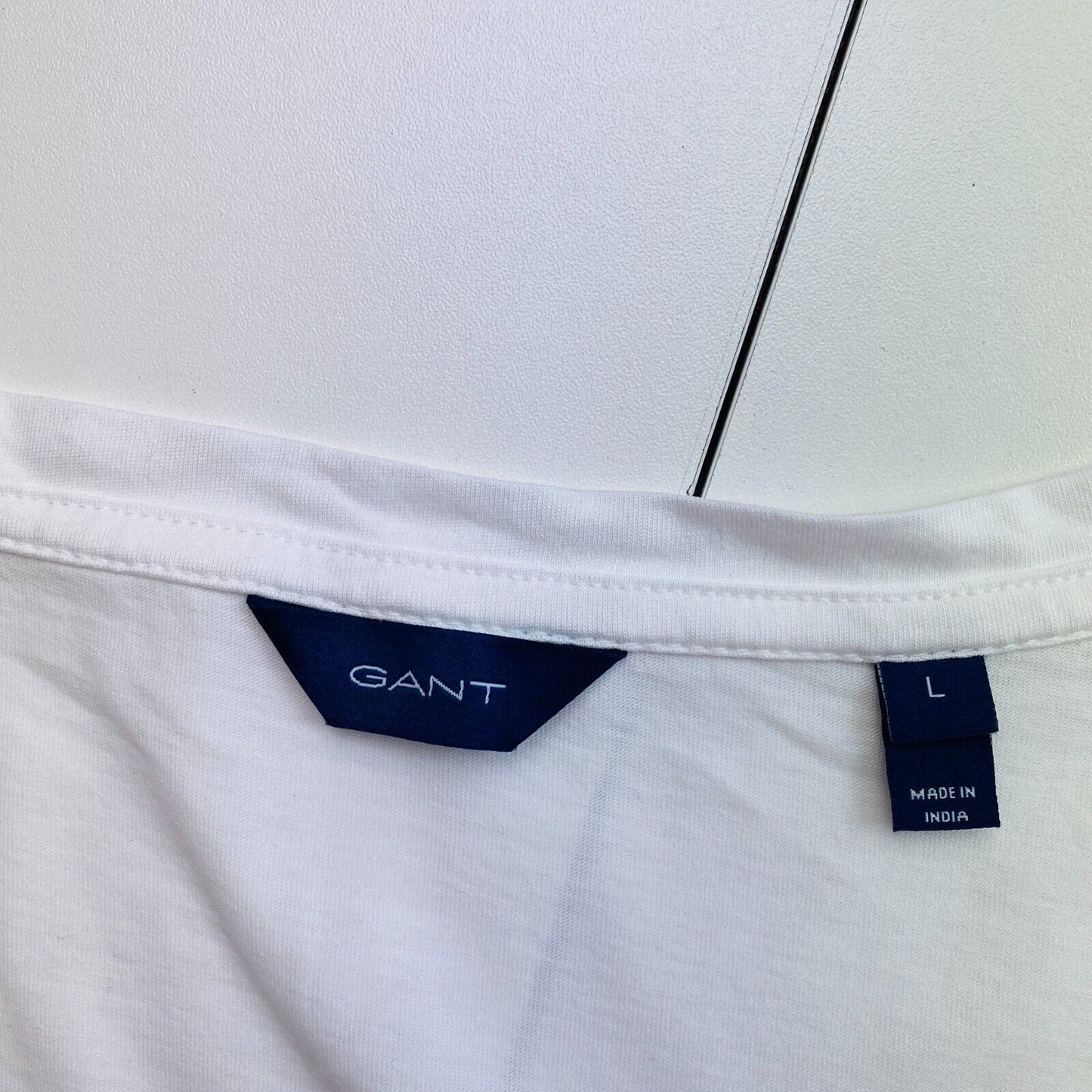 GANT Women White Original V Neck Short Sleeves T Shirt Size L