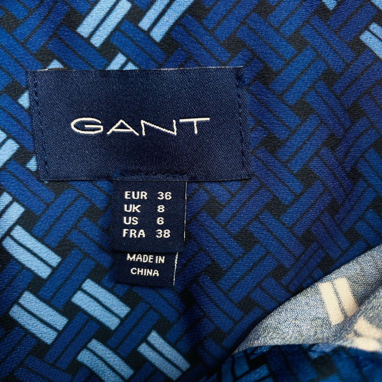 GANT Navy Blue Signature Weave Plisse Dress Size EU 36 UK 8 US 6