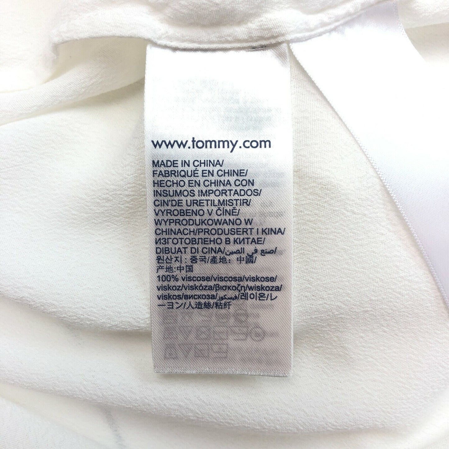 TOMMY HILFIGER T-shirt blanc à manches longues et col en V Taille EU 36 UK 8 US 4