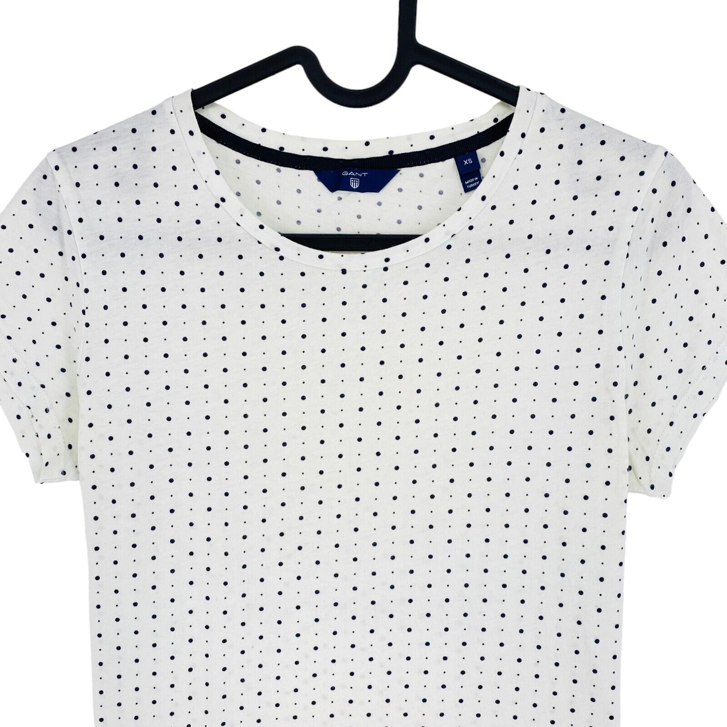 GANT White Micro Dot Crew Neck T Shirt Size XS