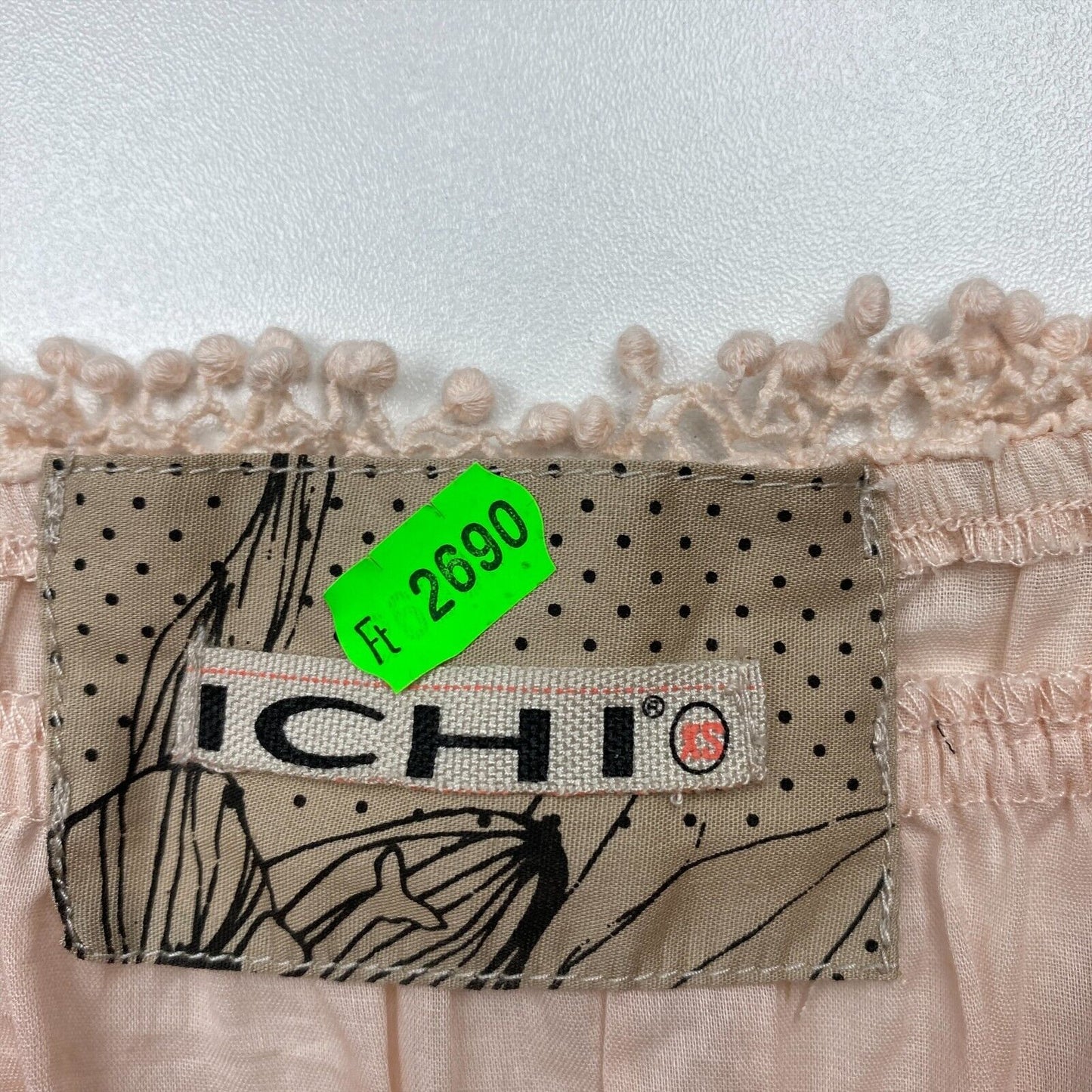 ICHI Floral Light Pink Lace Cotton Blend Square Neck Tank Top Blouse Size XS