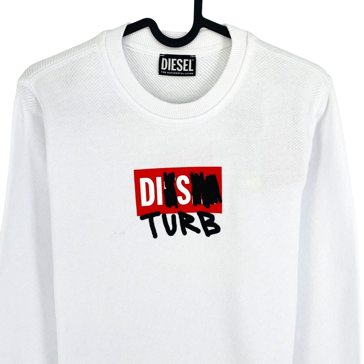 DIESEL Women White F-ANGS-B3 Crew Neck Sweater Jumper Size S