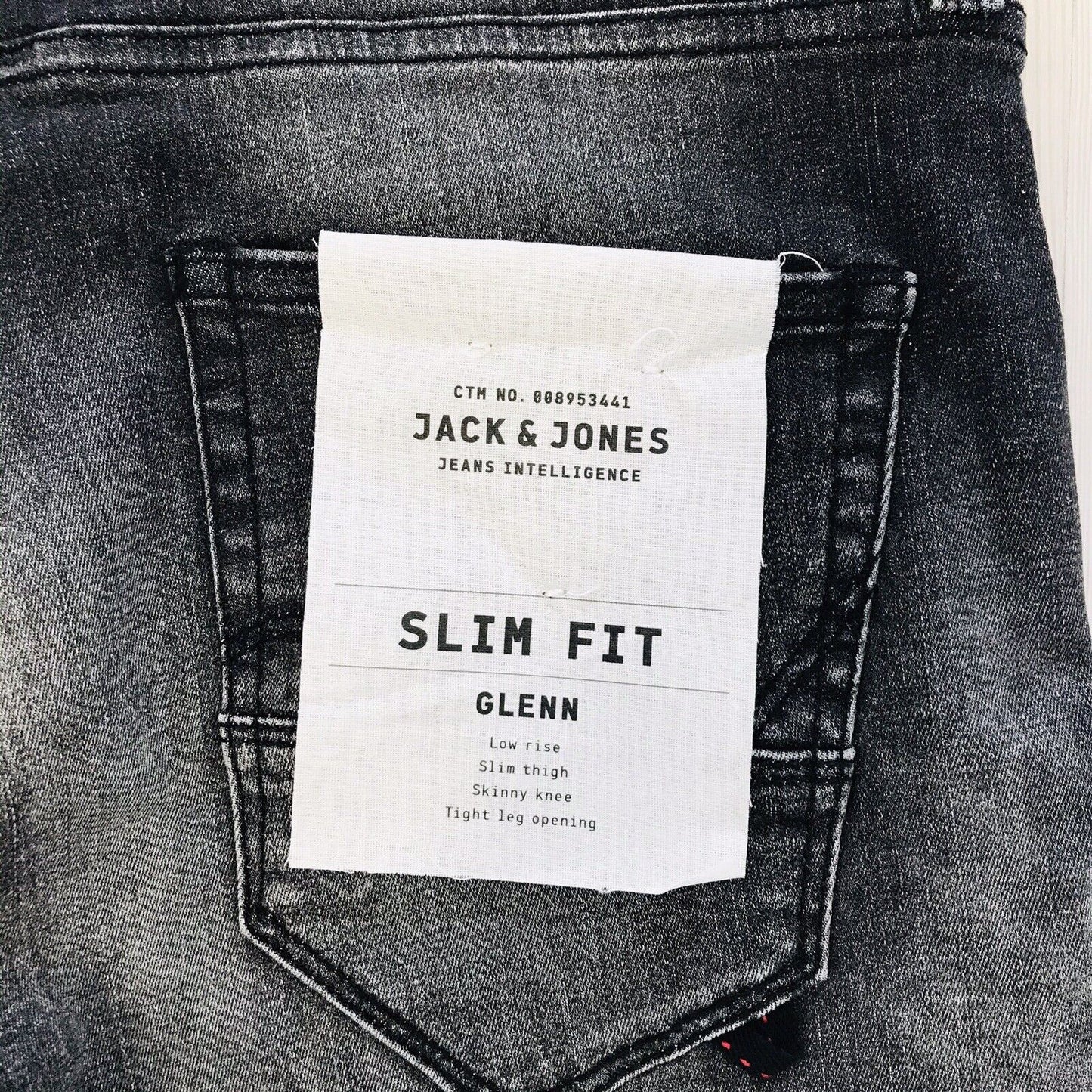 Jack &amp; Jones Herren Jeans GLENN Slim Fit Low Rise Grau Größe W31 L34