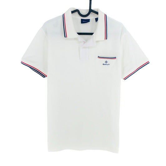 GANT White Stretch Pique Polo Shirt Size M