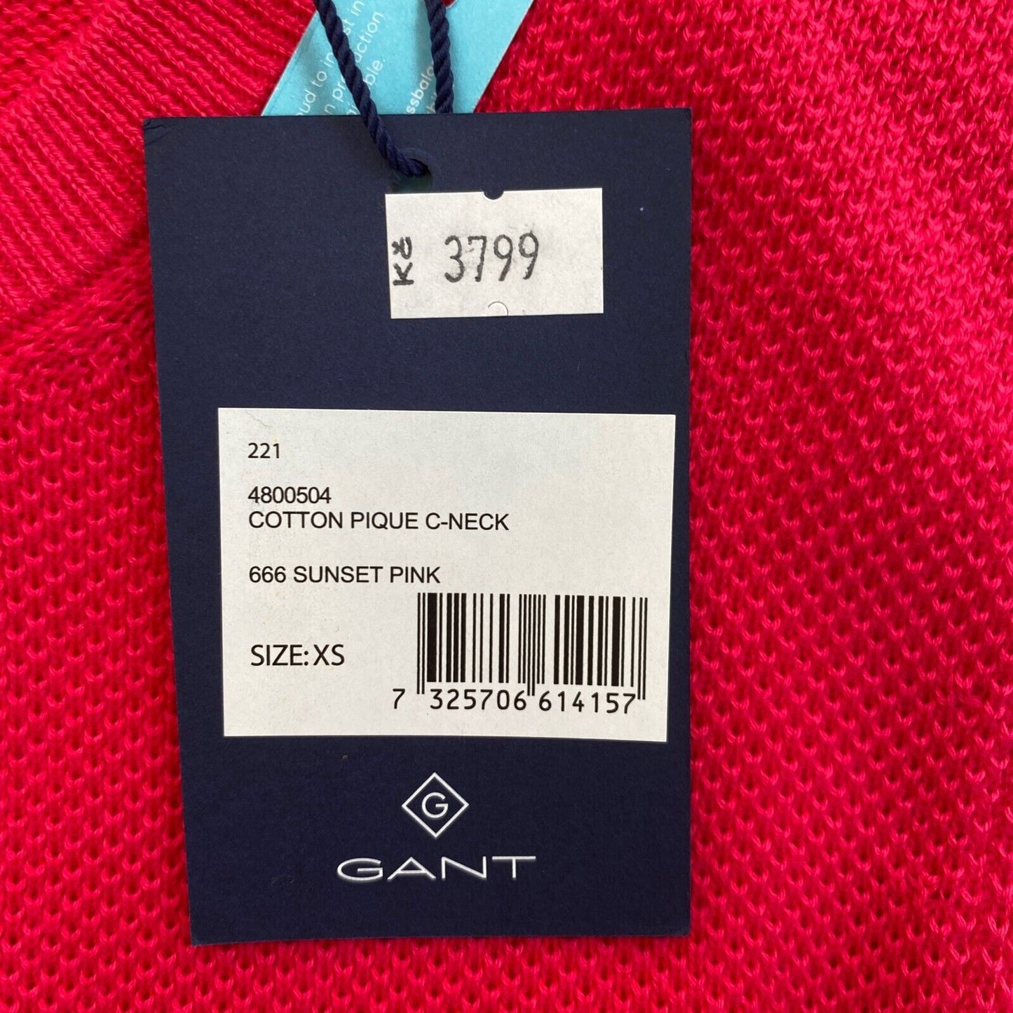 GANT Reddish Pink Cotton Pique Crew Neck Sweater Jumper Size XS