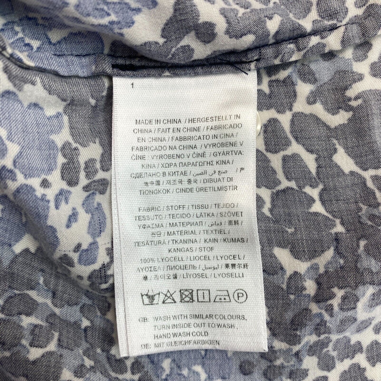 GANT Blaues Maxikleid mit langen Ärmeln und Farbblock-Print, Größe EU 38 UK 10 US 8