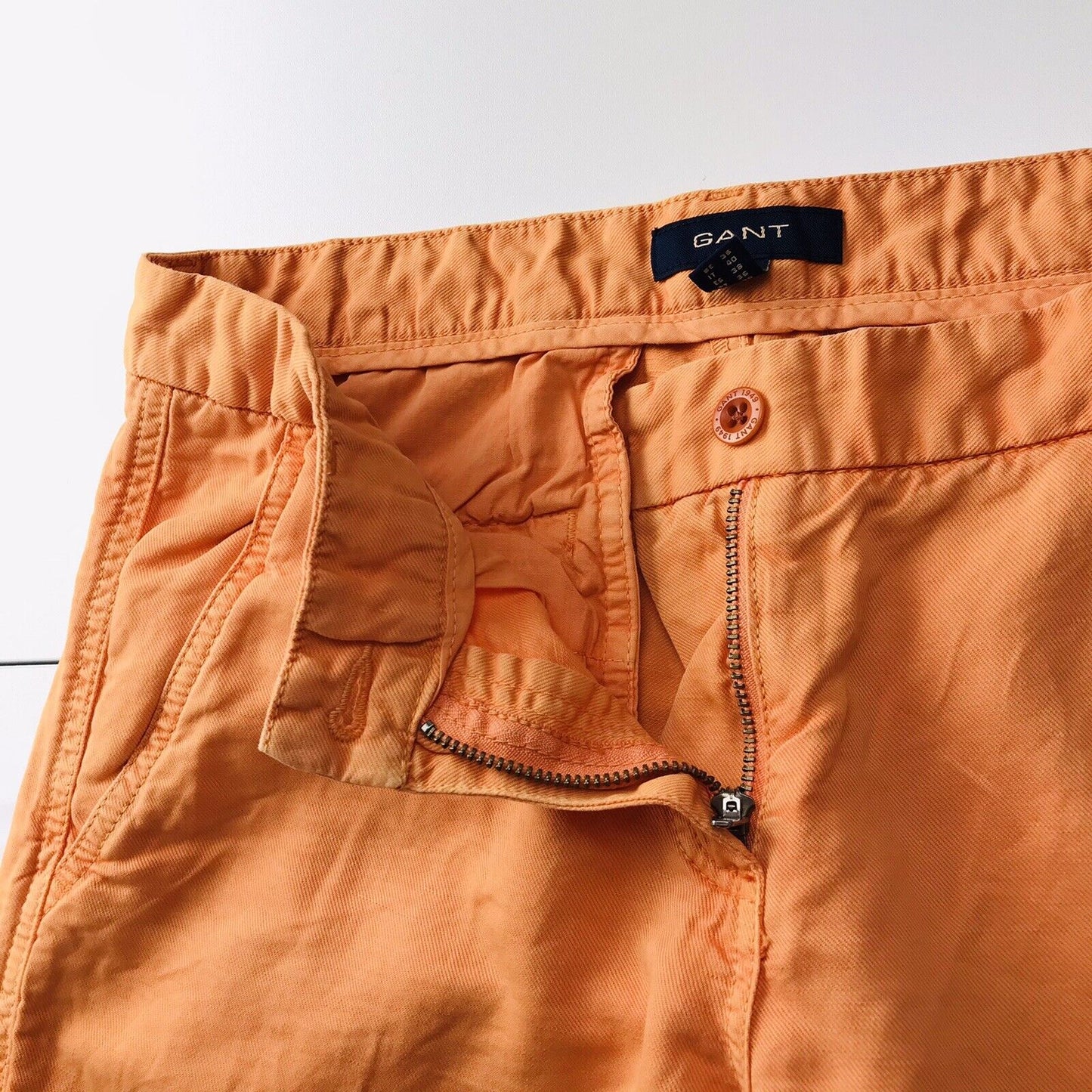 GANT Women Orange Relaxed Boyfriend Fit Linen Blend Trousers EUR 36 US 6 UK 10