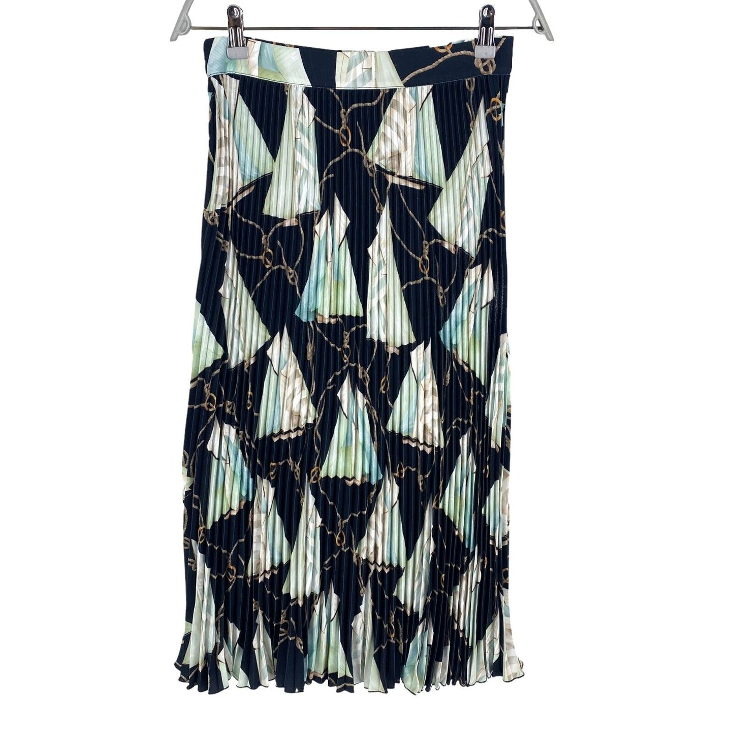 GANT Women Dark Blue Sailing Print Flared Skirt Size EU 36 UK 8 US 6