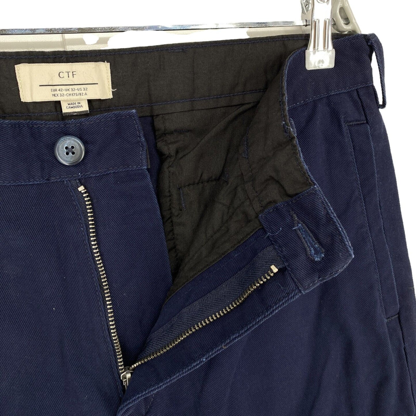 Cortefiel Navy Blue 100% Cotton Cargo Pants Trousers Size EU 42 UK/US 32 W31 L32