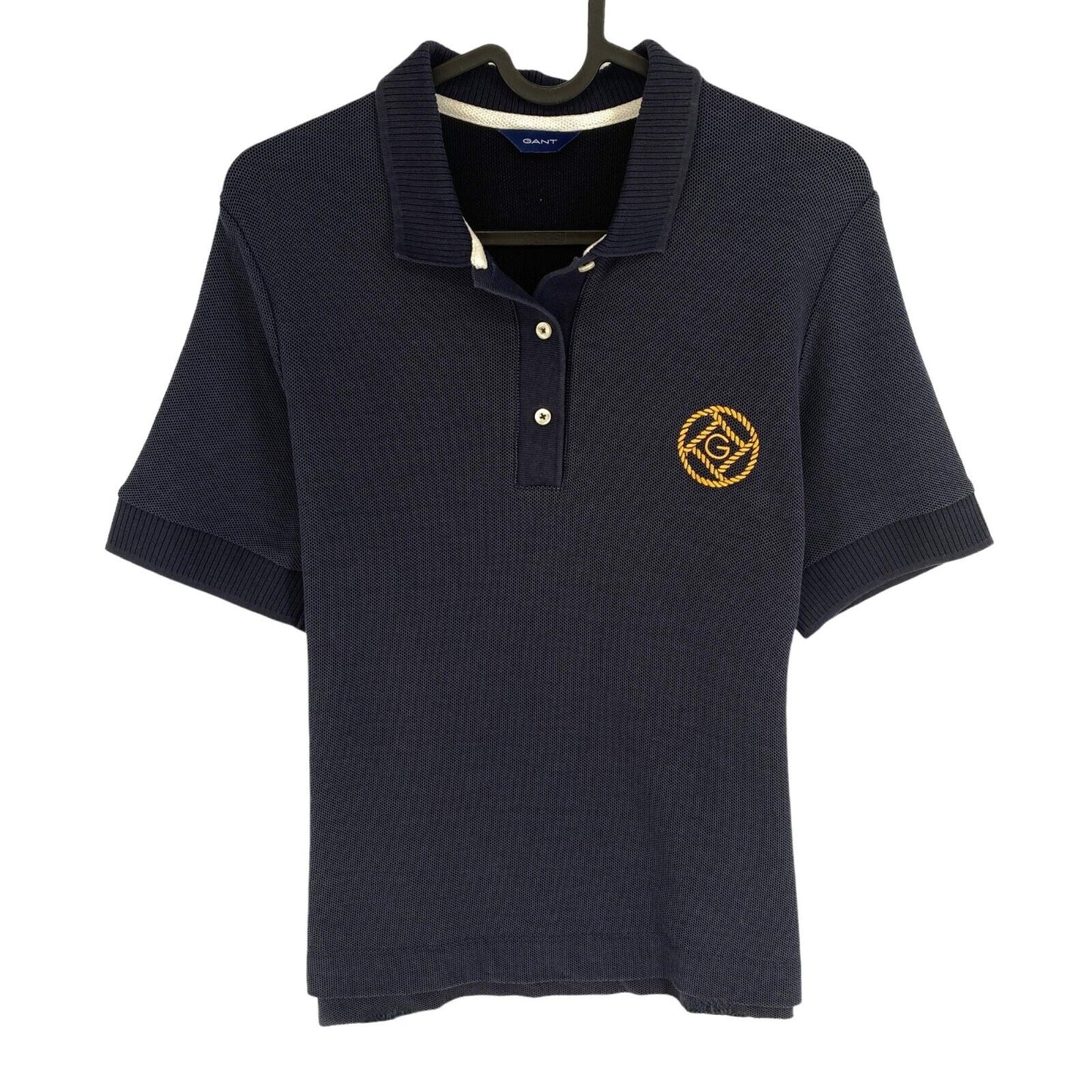 GANT Women Navy Blue Rope Icon Short Sleeves Pique Polo Shirt Size M