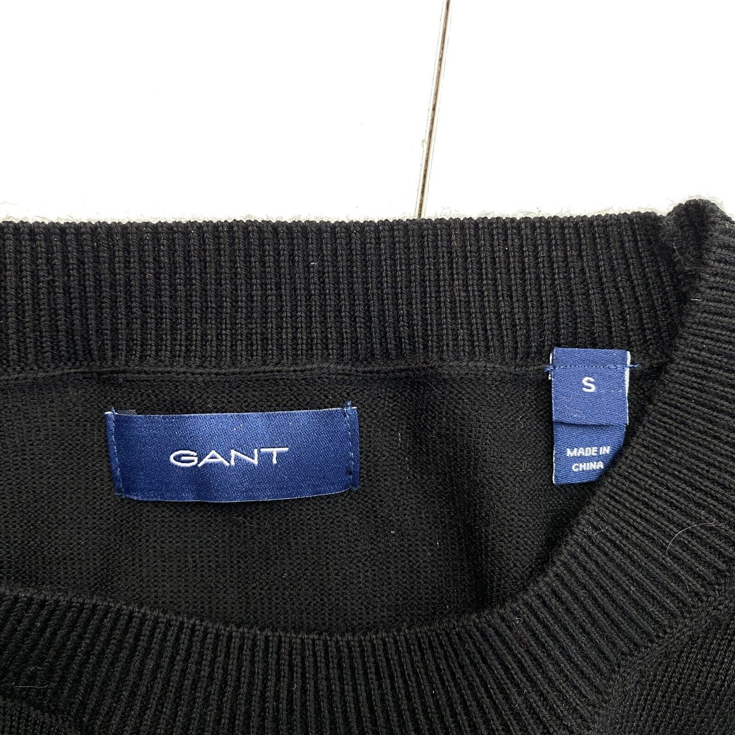 GANT Women Black 100% Wool Crew Neck Sweater Jumper Size S