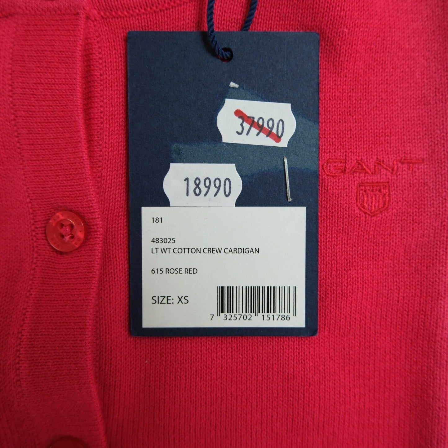 GANT Rose Red 100% Cotton V Neck Cardigan Jumper Size XS