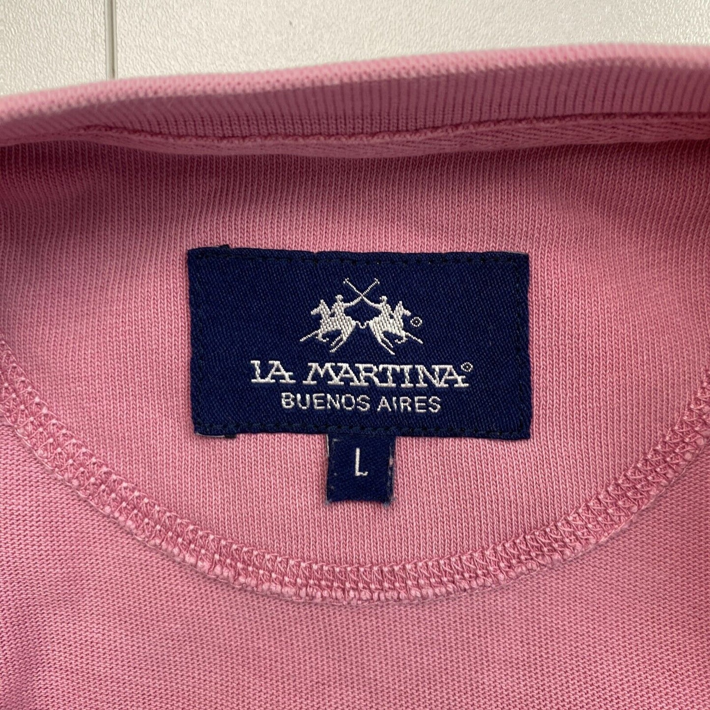 LA MARTINA Men Dark Pink Cotton Crew Neck Short Sleeve T Shirt Size L