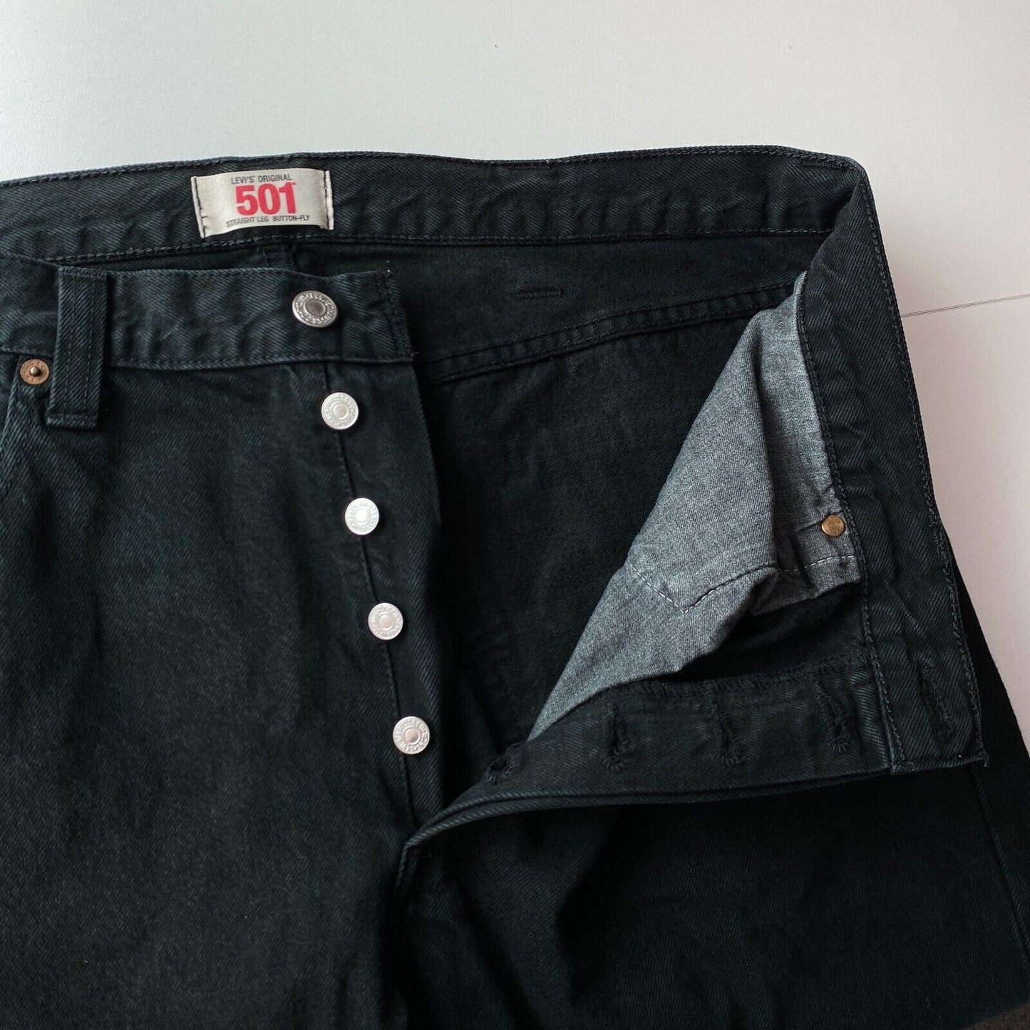 Vintage Levi's 501 Black Original Regular Straight Fit Jeans W38 L32