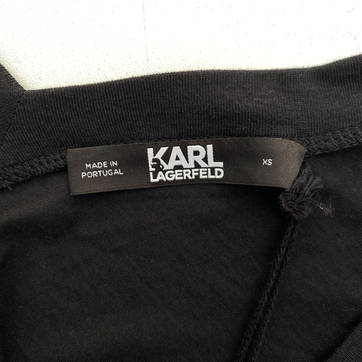 Karl Lagerfeld Black Double V Neck Logo T Shirt Size XS