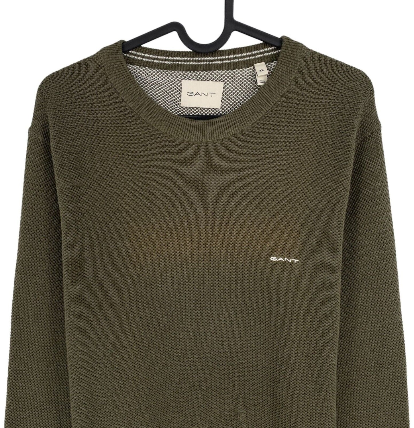 GANT Dark Green Cotton Pique Crew Neck Sweater Pullover Jumper Size XL