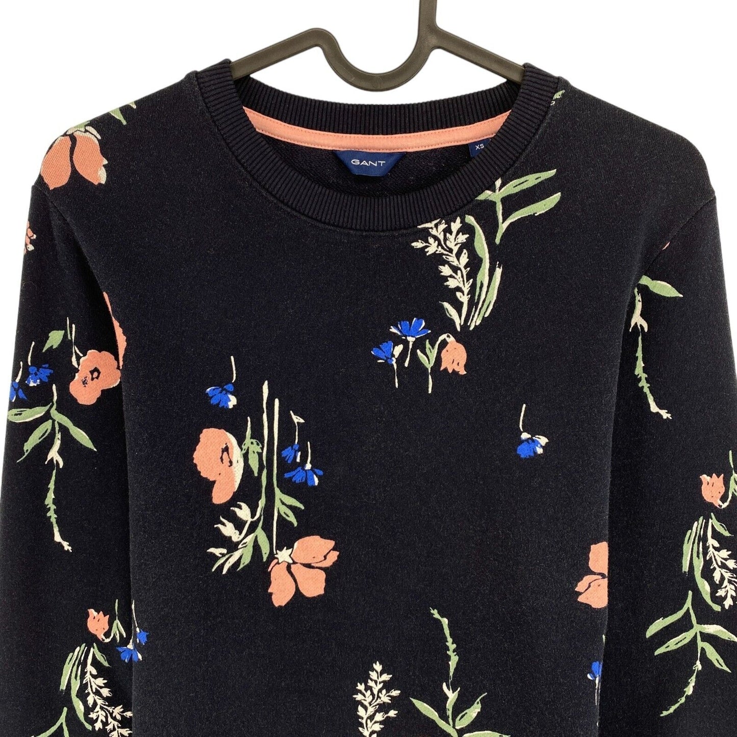 GANT Navy Blue Floral Print Crew Neck Sweater Jumper Size XS