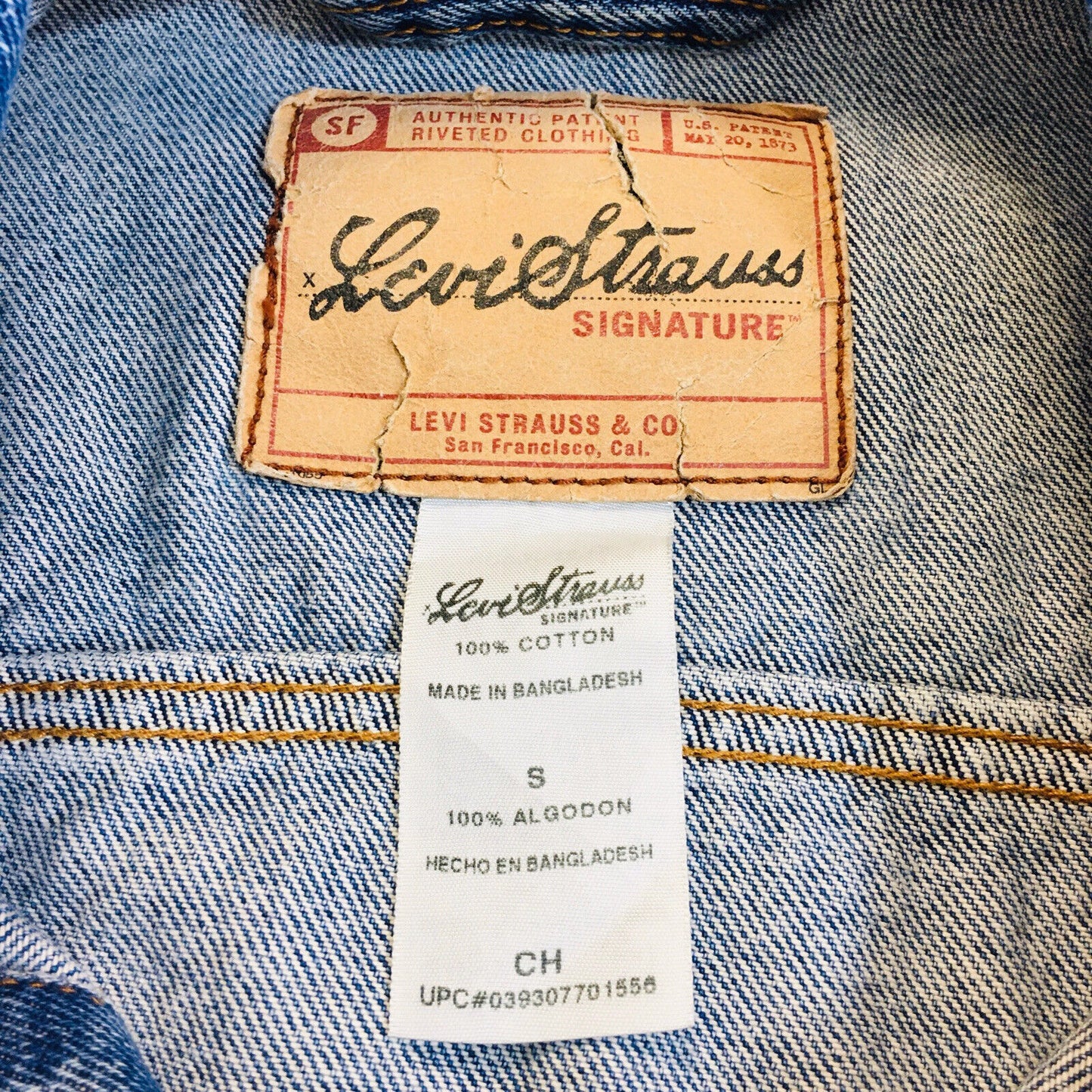 Levi’s Signature Blue Vintage Denim Jeans Rider Trucker Jacket Size S