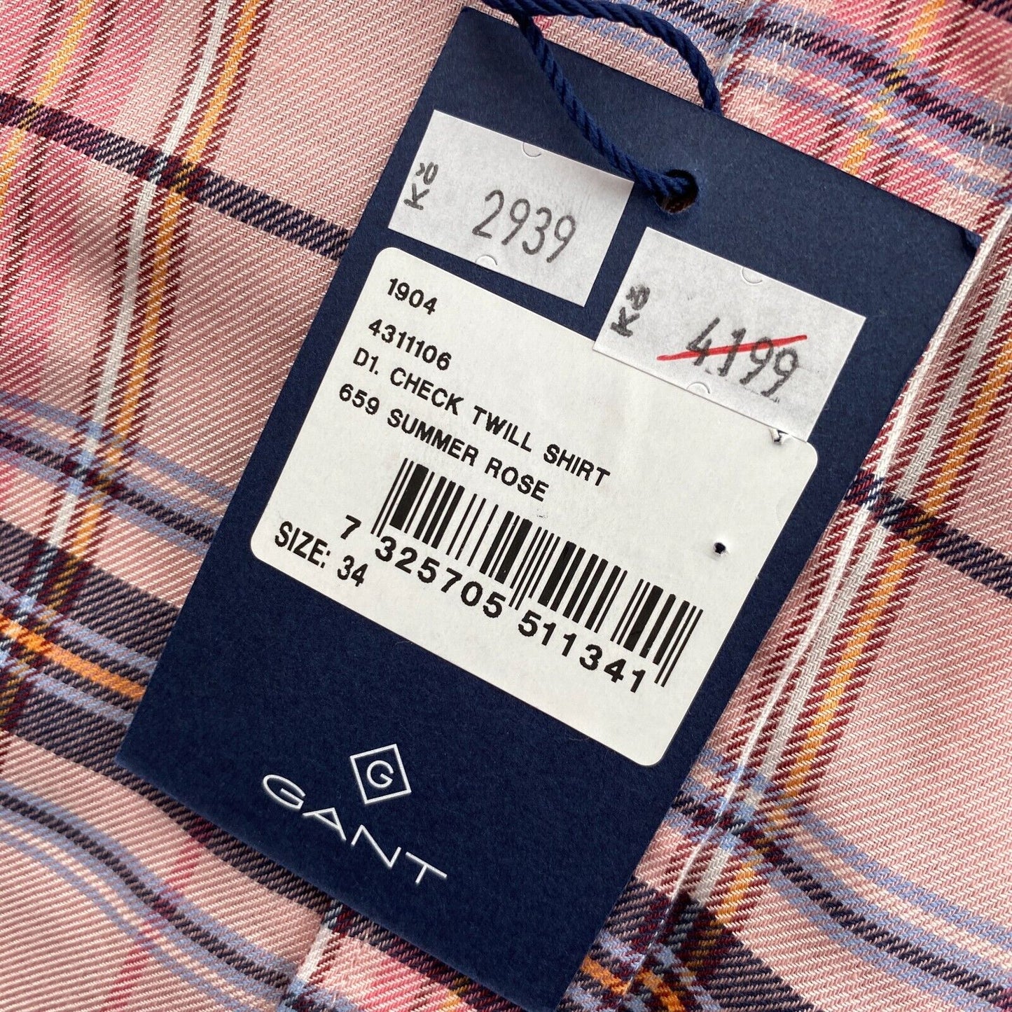 GANT Chemise en sergé à carreaux roses Taille EU 34 UK 8 US 4