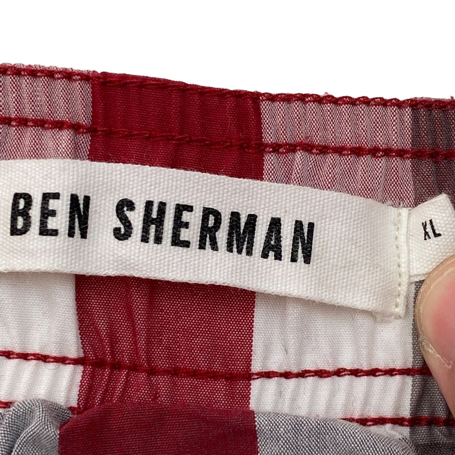 BEN SHERMAN – Activewear-Shorts aus Baumwollmischung mit Karomuster, Größe XL, Weiß