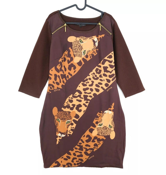 Rosalita McGee Brown Animal Print Dress Size XL