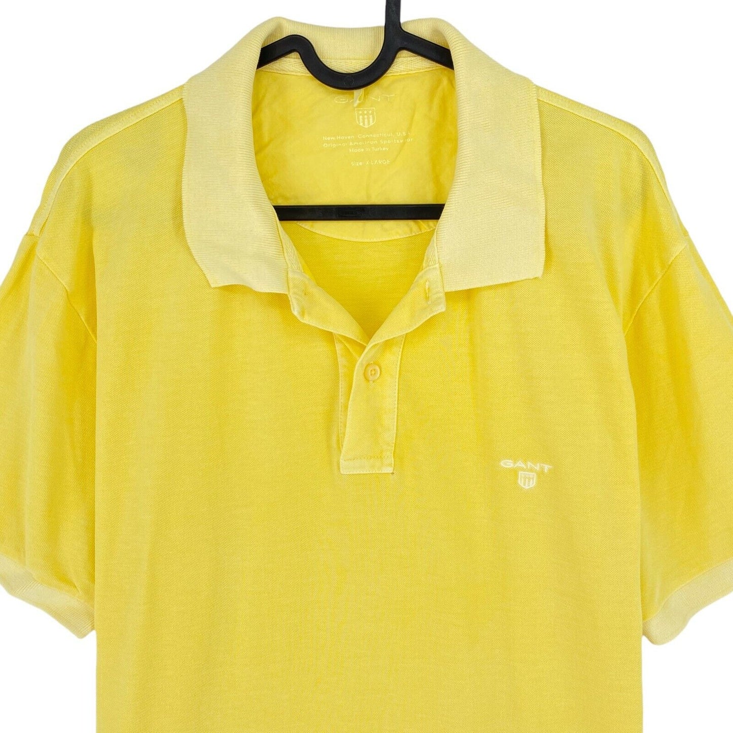 GANT Yellow Sun Faded Pique Rugger Polo Neck T Shirt Size XL