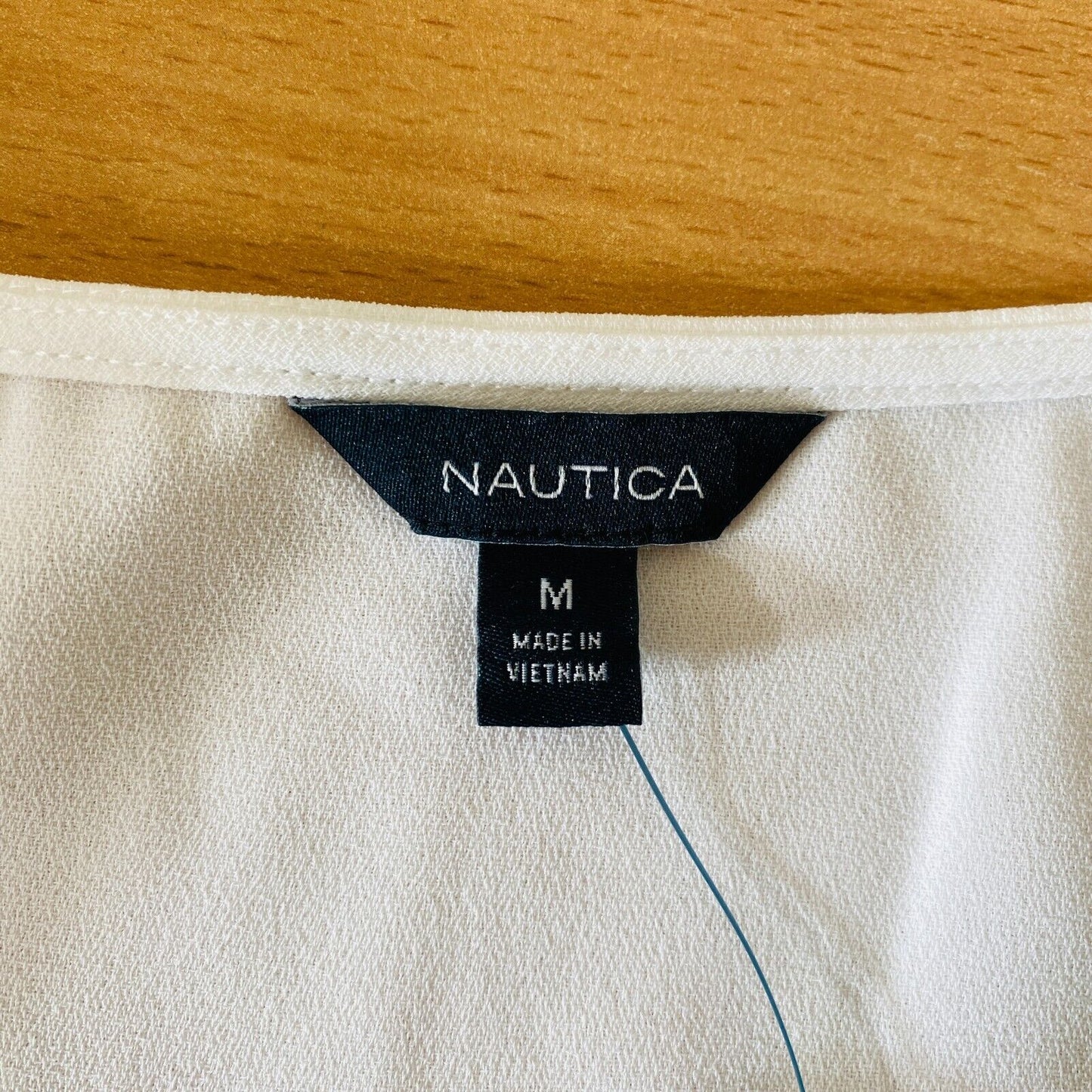 NAUTICA Women White Short Sleeves V Neck Blouse T Shirt Top Size M